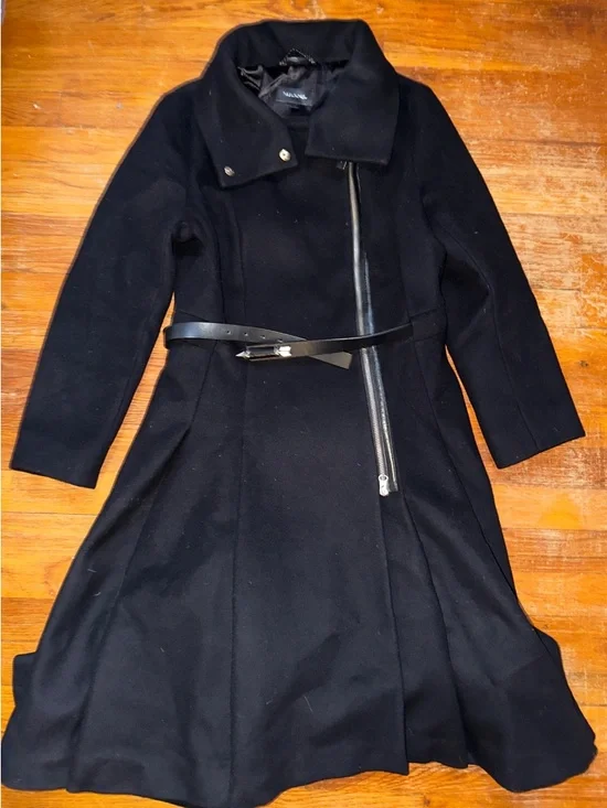 Mackage Black Wool Coat with Braided Hanger Loop - Picture 1 of 8